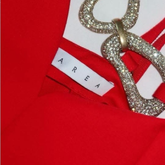 AREA Crystal Link Mini Dress Red sz XS/XXS Gorgeous - Picture 4 of 4
